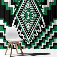 Green Aotearoa Taniko Poutama Patikitiki Window Curtain