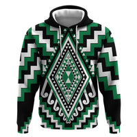 Green Aotearoa Taniko Poutama Patikitiki Zip Hoodie