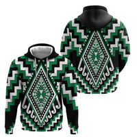 Green Aotearoa Taniko Poutama Patikitiki Zip Hoodie