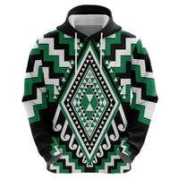 Green Aotearoa Taniko Poutama Patikitiki Zip Hoodie