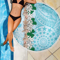 Cook Islands Tiare Maori With Conch Shell Beach Blanket Pasifika Fest Polynesian Tattoo Turquoise LT14 - Polynesian Pride