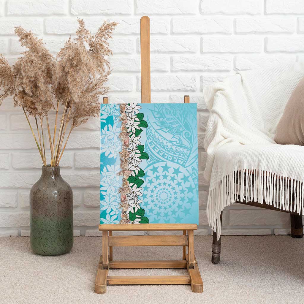 Cook Islands Tiare Maori With Conch Shell Canvas Wall Art Pasifika Fest Polynesian Tattoo Turquoise