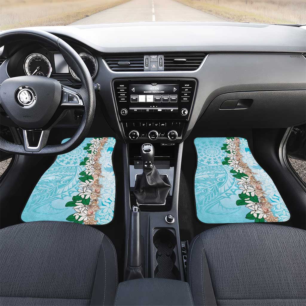 Cook Islands Tiare Maori With Conch Shell Car Mats Pasifika Fest Polynesian Tattoo Turquoise