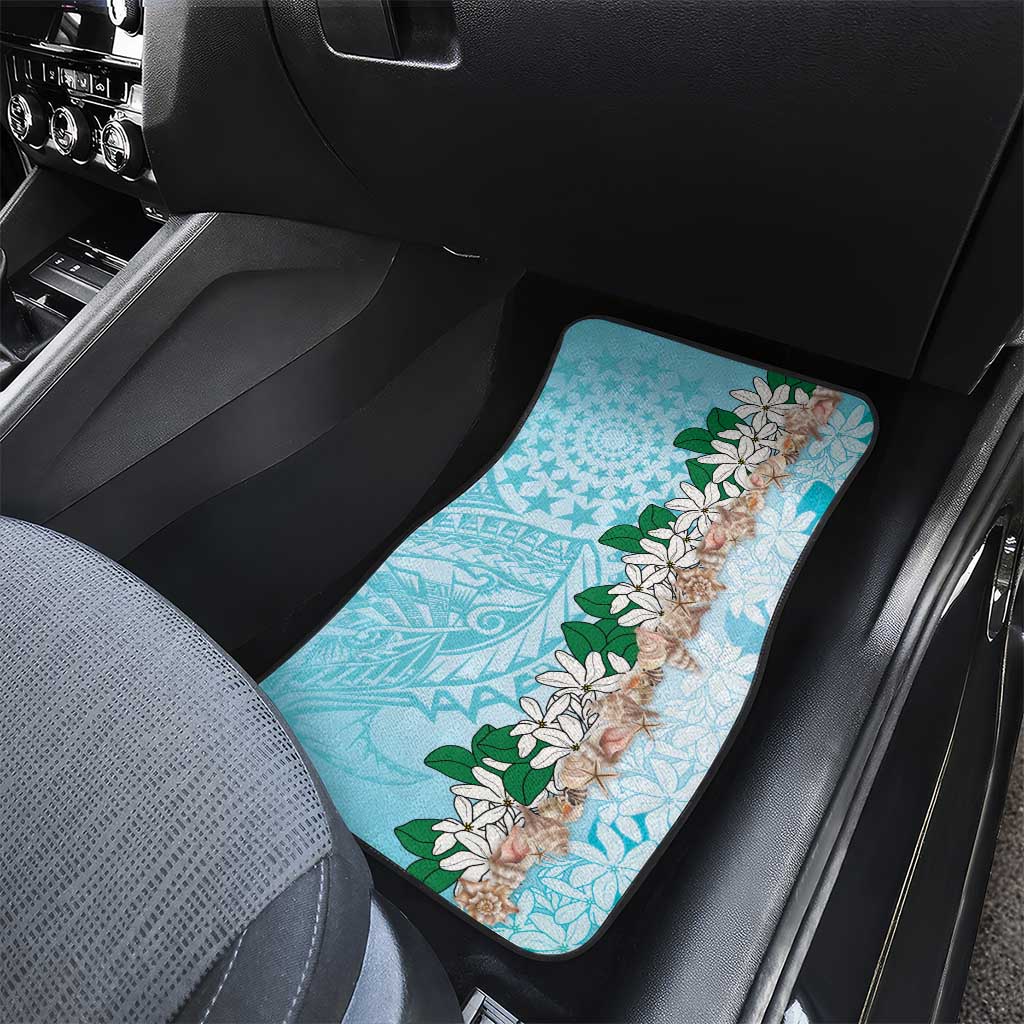 Cook Islands Tiare Maori With Conch Shell Car Mats Pasifika Fest Polynesian Tattoo Turquoise