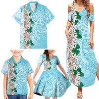 Cook Islands Tiare Maori With Conch Shell Family Matching Summer Maxi Dress and Hawaiian Shirt Pasifika Fest Polynesian Tattoo Turquoise