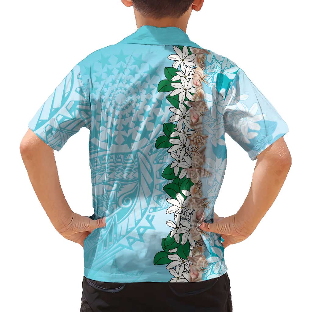 Cook Islands Tiare Maori With Conch Shell Hawaiian Shirt Pasifika Fest Polynesian Tattoo Turquoise