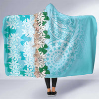 Cook Islands Tiare Maori With Conch Shell Hooded Blanket Pasifika Fest Polynesian Tattoo Turquoise