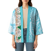 Cook Islands Tiare Maori With Conch Shell Kimono Pasifika Fest Polynesian Tattoo Turquoise LT14 - Polynesian Pride