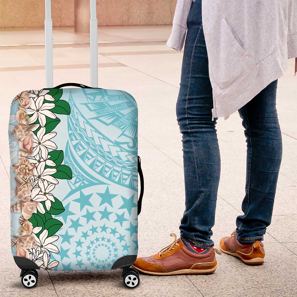 Cook Islands Tiare Maori With Conch Shell Luggage Cover Pasifika Fest Polynesian Tattoo Turquoise