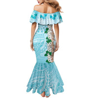 Cook Islands Tiare Maori With Conch Shell Mermaid Dress Pasifika Fest Polynesian Tattoo Turquoise LT14 - Polynesian Pride
