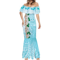 Cook Islands Tiare Maori With Conch Shell Mermaid Dress Pasifika Fest Polynesian Tattoo Turquoise LT14 - Polynesian Pride