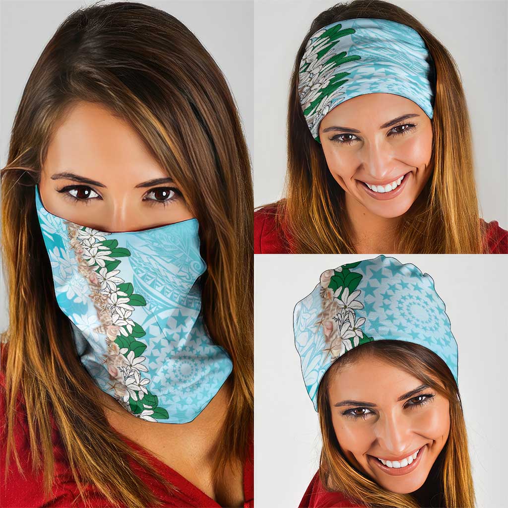 Cook Islands Tiare Maori With Conch Shell Neck Gaiter Pasifika Fest Polynesian Tattoo Turquoise