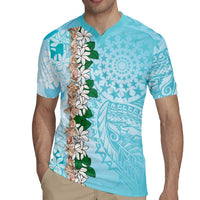 Cook Islands Tiare Maori With Conch Shell Rugby Jersey Pasifika Fest Polynesian Tattoo Turquoise