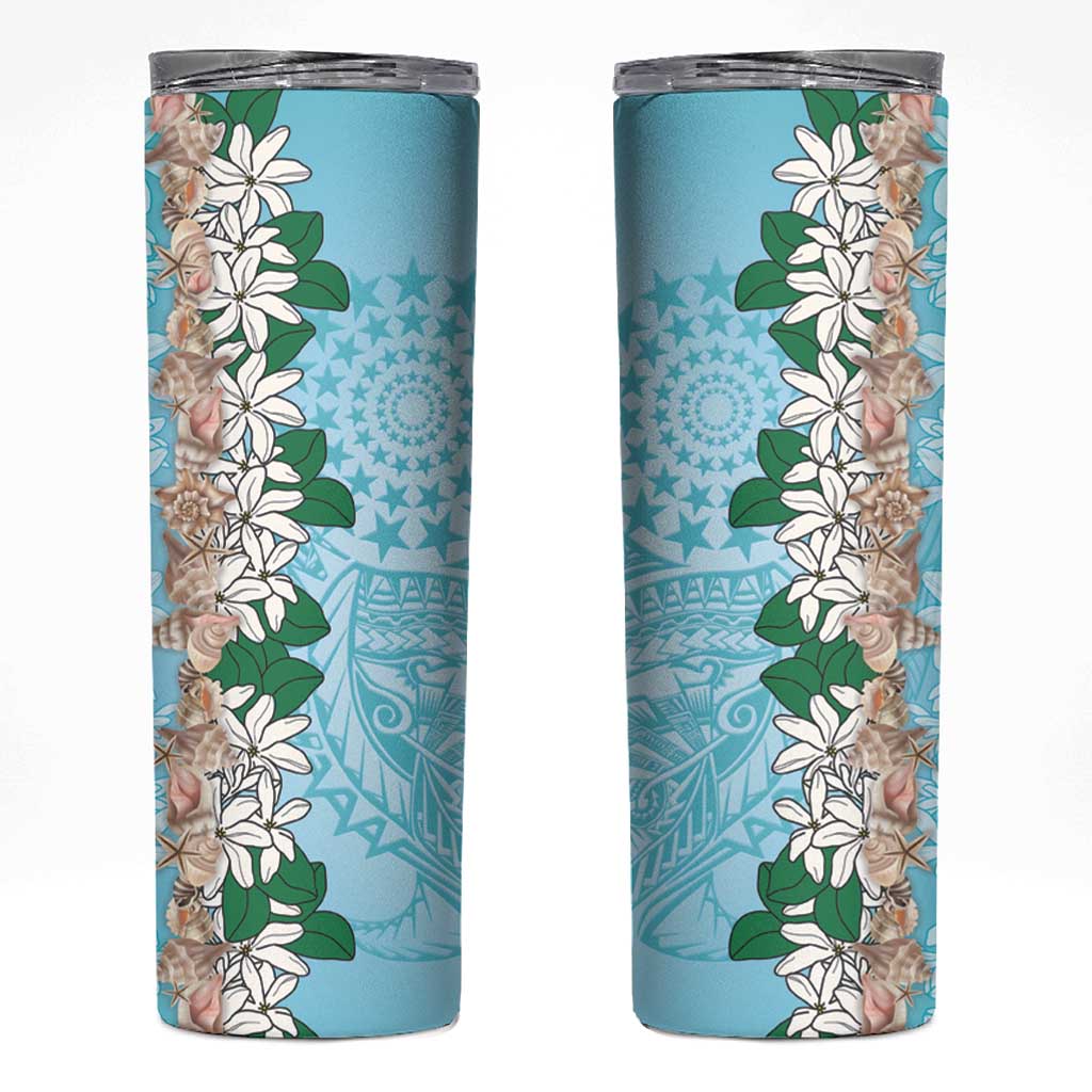 Cook Islands Tiare Maori With Conch Shell Skinny Tumbler Pasifika Fest Polynesian Tattoo Turquoise