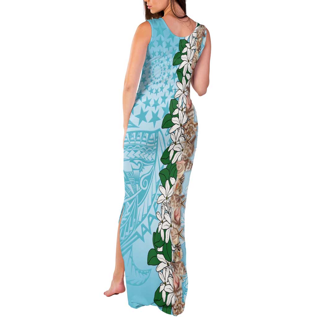 Cook Islands Tiare Maori With Conch Shell Tank Maxi Dress Pasifika Fest Polynesian Tattoo Turquoise LT14 - Polynesian Pride
