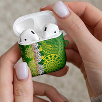 Cook Islands Tiare Maori With Conch Shell AirPods Case Pasifika Fest Polynesian Tattoo Green