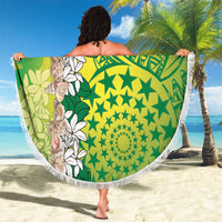 Cook Islands Tiare Maori With Conch Shell Beach Blanket Pasifika Fest Polynesian Tattoo Green LT14 - Polynesian Pride