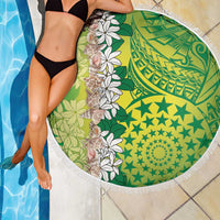 Cook Islands Tiare Maori With Conch Shell Beach Blanket Pasifika Fest Polynesian Tattoo Green LT14 - Polynesian Pride