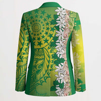 Cook Islands Tiare Maori With Conch Shell Blazer Pasifika Fest Polynesian Tattoo Green LT14 - Polynesian Pride
