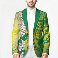 Cook Islands Tiare Maori With Conch Shell Blazer Pasifika Fest Polynesian Tattoo Green LT14 - Polynesian Pride