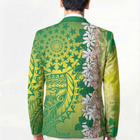 Cook Islands Tiare Maori With Conch Shell Blazer Pasifika Fest Polynesian Tattoo Green LT14 - Polynesian Pride