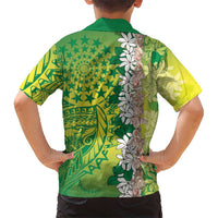Cook Islands Tiare Maori With Conch Shell Family Matching Long Sleeve Bodycon Dress and Hawaiian Shirt Pasifika Fest Polynesian Tattoo Green LT14 - Polynesian Pride