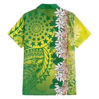 Cook Islands Tiare Maori With Conch Shell Family Matching Long Sleeve Bodycon Dress and Hawaiian Shirt Pasifika Fest Polynesian Tattoo Green LT14 - Polynesian Pride