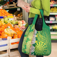 Cook Islands Tiare Maori With Conch Shell Grocery Bag Pasifika Fest Polynesian Tattoo Green