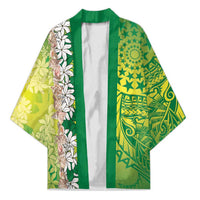 Cook Islands Tiare Maori With Conch Shell Kimono Pasifika Fest Polynesian Tattoo Green LT14 Unisex Green - Polynesian Pride