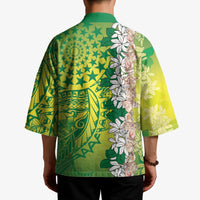 Cook Islands Tiare Maori With Conch Shell Kimono Pasifika Fest Polynesian Tattoo Green LT14 - Polynesian Pride