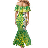Cook Islands Tiare Maori With Conch Shell Mermaid Dress Pasifika Fest Polynesian Tattoo Green