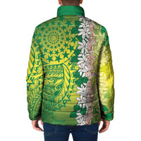 Cook Islands Tiare Maori With Conch Shell Padded Jacket Pasifika Fest Polynesian Tattoo Green