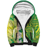 Cook Islands Tiare Maori With Conch Shell Sherpa Hoodie Pasifika Fest Polynesian Tattoo Green LT14 Unisex Green - Polynesian Pride