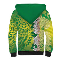 Cook Islands Tiare Maori With Conch Shell Sherpa Hoodie Pasifika Fest Polynesian Tattoo Green LT14 - Polynesian Pride