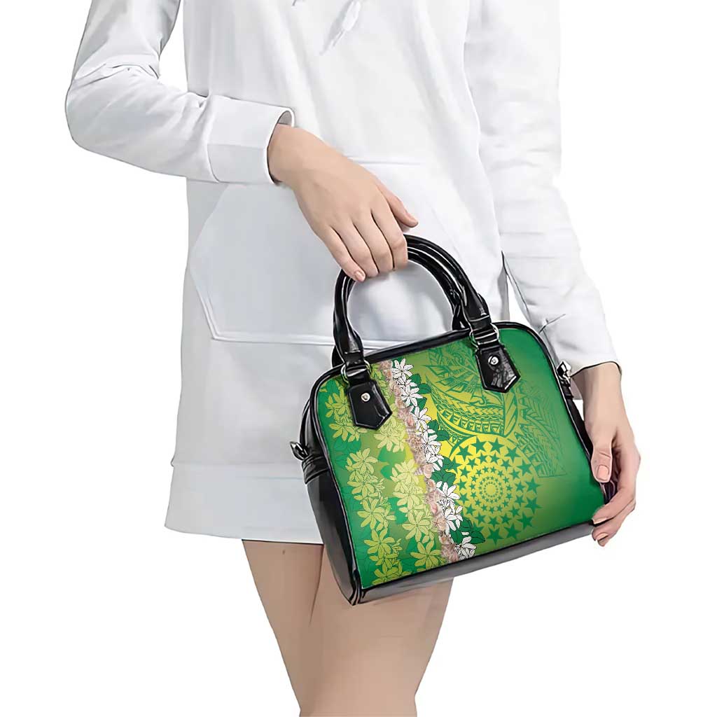 Cook Islands Tiare Maori With Conch Shell Shoulder Handbag Pasifika Fest Polynesian Tattoo Green