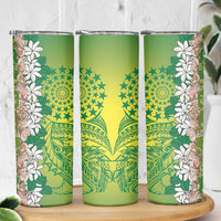 Cook Islands Tiare Maori With Conch Shell Skinny Tumbler Pasifika Fest Polynesian Tattoo Green