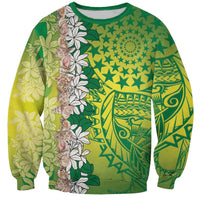 Cook Islands Tiare Maori With Conch Shell Sweatshirt Pasifika Fest Polynesian Tattoo Green LT14 Unisex Green - Polynesian Pride