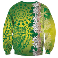 Cook Islands Tiare Maori With Conch Shell Sweatshirt Pasifika Fest Polynesian Tattoo Green LT14 - Polynesian Pride