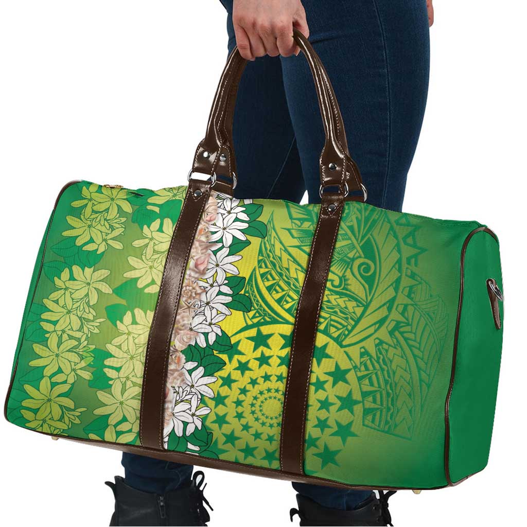 Cook Islands Tiare Maori With Conch Shell Travel Bag Pasifika Fest Polynesian Tattoo Green
