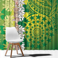 Cook Islands Tiare Maori With Conch Shell Window Curtain Pasifika Fest Polynesian Tattoo Green