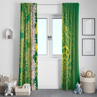 Cook Islands Tiare Maori With Conch Shell Window Curtain Pasifika Fest Polynesian Tattoo Green