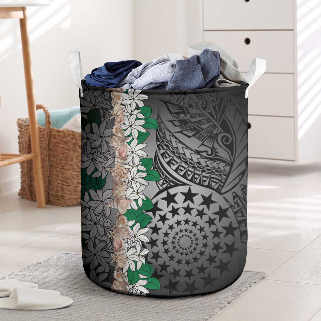 Cook Islands Tiare Maori With Conch Shell Laundry Basket Pasifika Fest Polynesian Tattoo Black