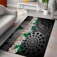Cook Islands Tiare Maori With Conch Shell Area Rug Pasifika Fest Polynesian Tattoo Black LT14 - Polynesian Pride