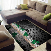 Cook Islands Tiare Maori With Conch Shell Area Rug Pasifika Fest Polynesian Tattoo Black LT14 - Polynesian Pride