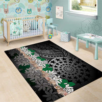 Cook Islands Tiare Maori With Conch Shell Area Rug Pasifika Fest Polynesian Tattoo Black LT14 - Polynesian Pride