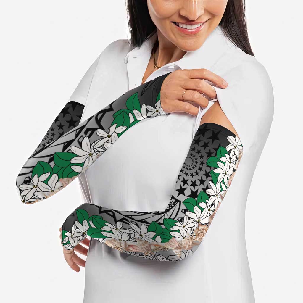 Cook Islands Tiare Maori With Conch Shell Arm Sleeves Pasifika Fest Polynesian Tattoo Black