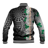 Cook Islands Tiare Maori With Conch Shell Baseball Jacket Pasifika Fest Polynesian Tattoo Black