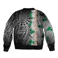 Cook Islands Tiare Maori With Conch Shell Bomber Jacket Pasifika Fest Polynesian Tattoo Black