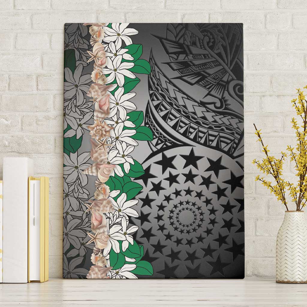 Cook Islands Tiare Maori With Conch Shell Canvas Wall Art Pasifika Fest Polynesian Tattoo Black LT14 Without Frame Black - Polynesian Pride
