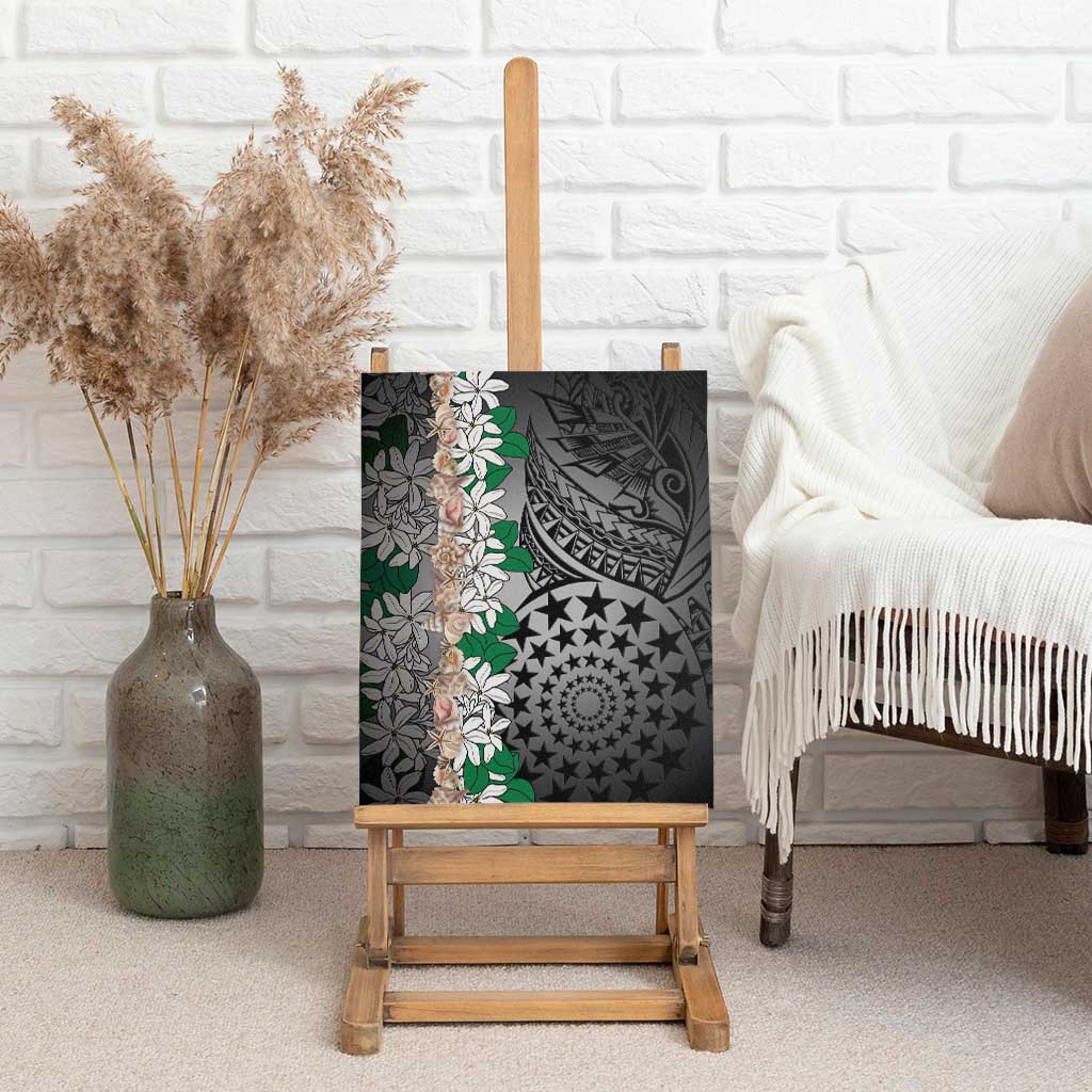 Cook Islands Tiare Maori With Conch Shell Canvas Wall Art Pasifika Fest Polynesian Tattoo Black LT14 - Polynesian Pride